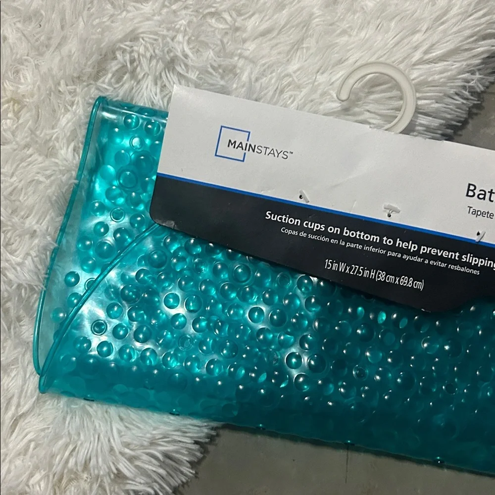 🩶5/$30 Mainstays Teal Textured Oval Bath Mat with Suction Cup Buttom NEW